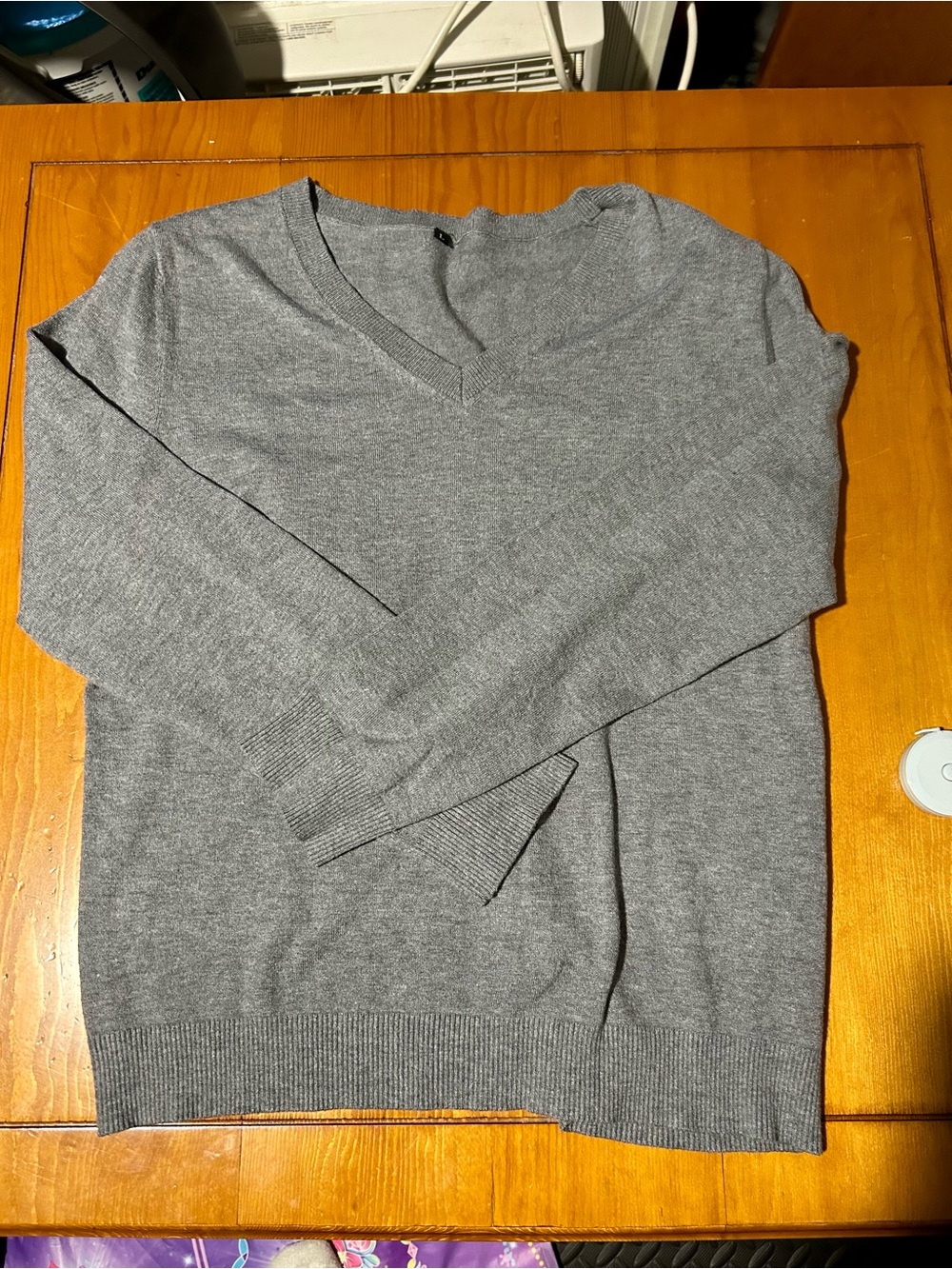 (3/$10) womens Gray V-Neck Sweater